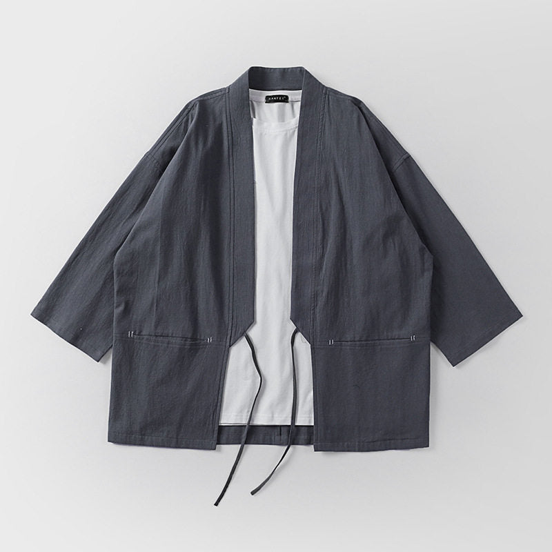 Unisex Kimono-Haori-Jacket with tie belt and three-quarter sleeves Mune Fashion