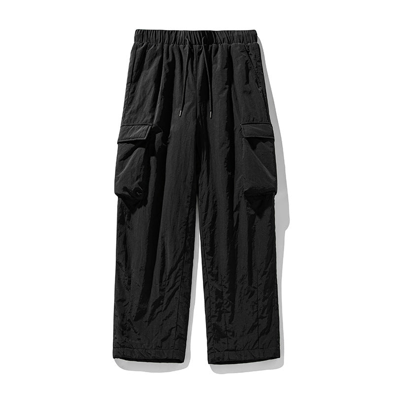 Unisex Cargo Pants with Elastic Waistband, Large Flap Pockets and Straight Leg Mune Fashion