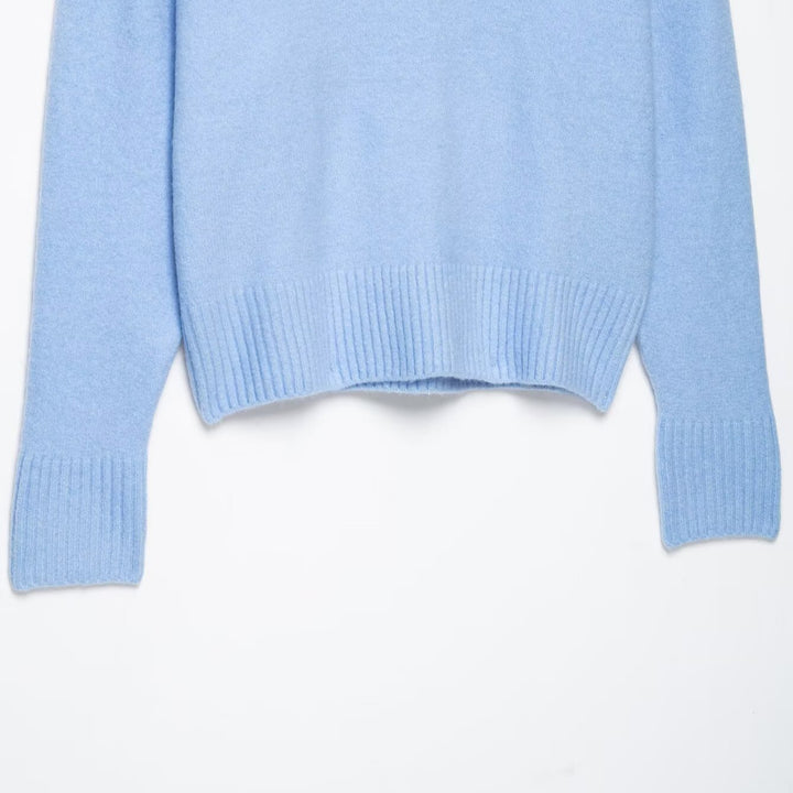 Women's Oversize V-Neck Fine Knit Sweater with Wide Ribbed Hem Mune Fashion