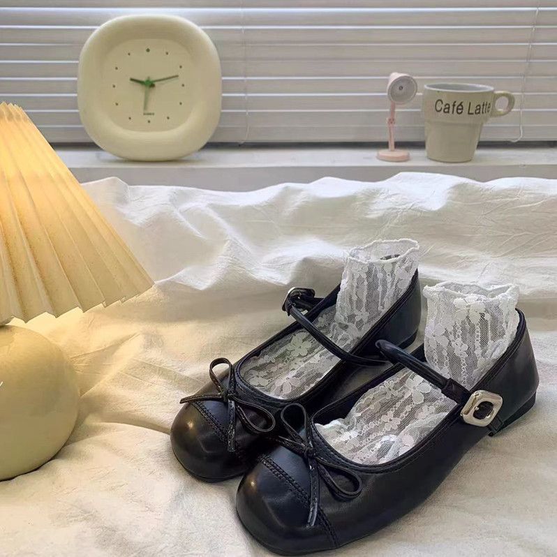 Women's Strap Ballerinas with Decorative Bow and Adjustable Buckle Strap Mune Fashion