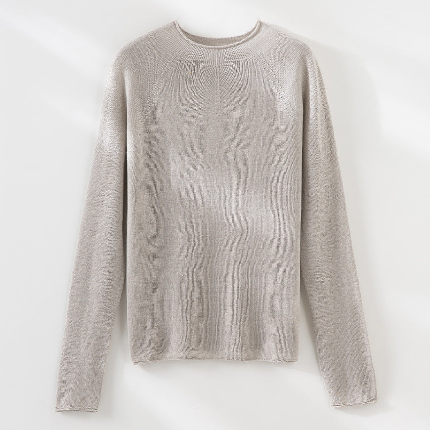 Women's fine lightweight round neck fine knit sweater with raglan sleeves Mune Fashion