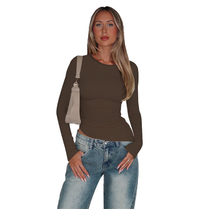 Women's asymmetrical gathered crop long sleeve shirt Mune Fashion