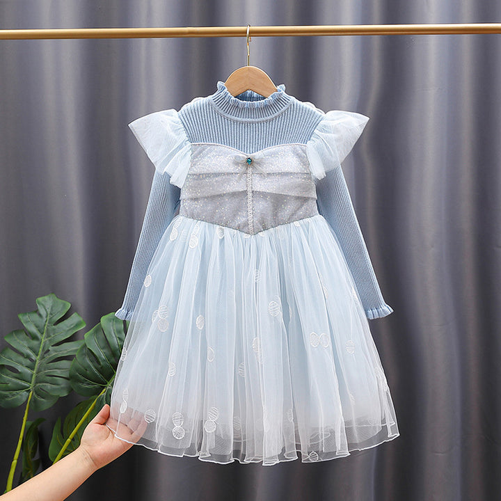 Girl's party dress with ruffled sleeves and glitter details Mune Fashion