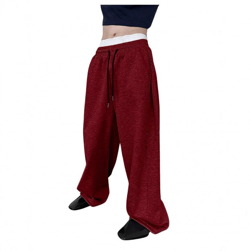 Women's wide oversize jogging pants with a deep crotch, elastic waistband, and drawstring Mune Fashion
