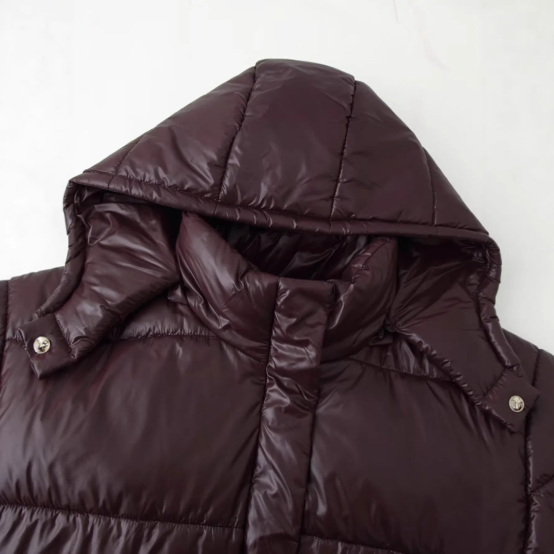 Ladies nan padded hoodie with voluminous hood, concealed front placket and patch side pockets Mune Fashion