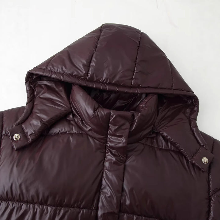 Ladies nan padded hoodie with voluminous hood, concealed front placket and patch side pockets Mune Fashion