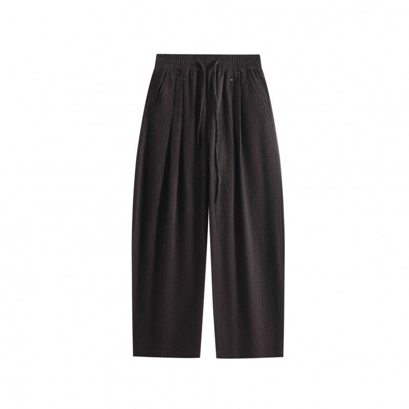 Women Wide Culotte Pants with Elastic Waistband and Drawstring Mune Fashion