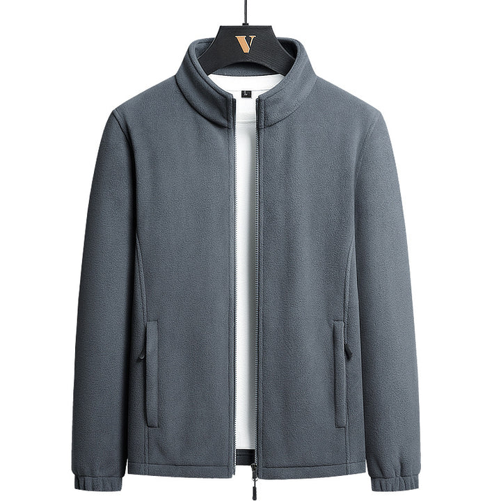 Men's nano minimalist microfleece cardigan with stand-up collar, two-way zipper and elastic cuffs Mune Fashion