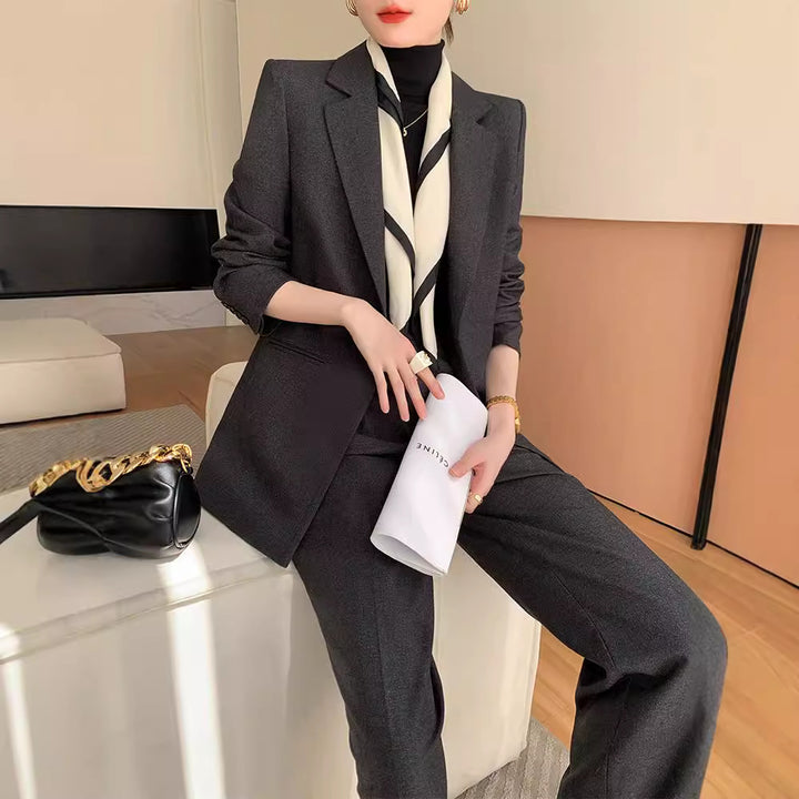 Women Elegant Blazer Set with Waist Belt Mune Fashion