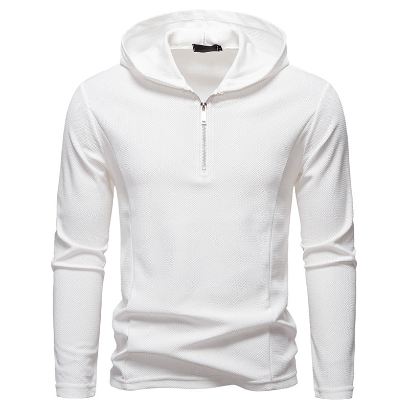 Men's Lightweight Textured Half-Zip Hoodie with Breathable Mesh Mune Fashion
