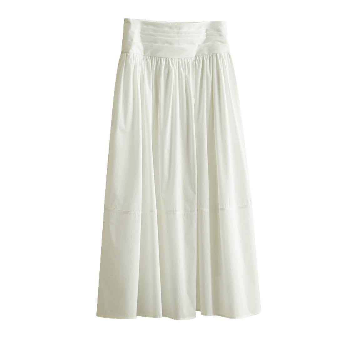 Women's Flowing Midi Skirt with Gathered Waist Mune Fashion
