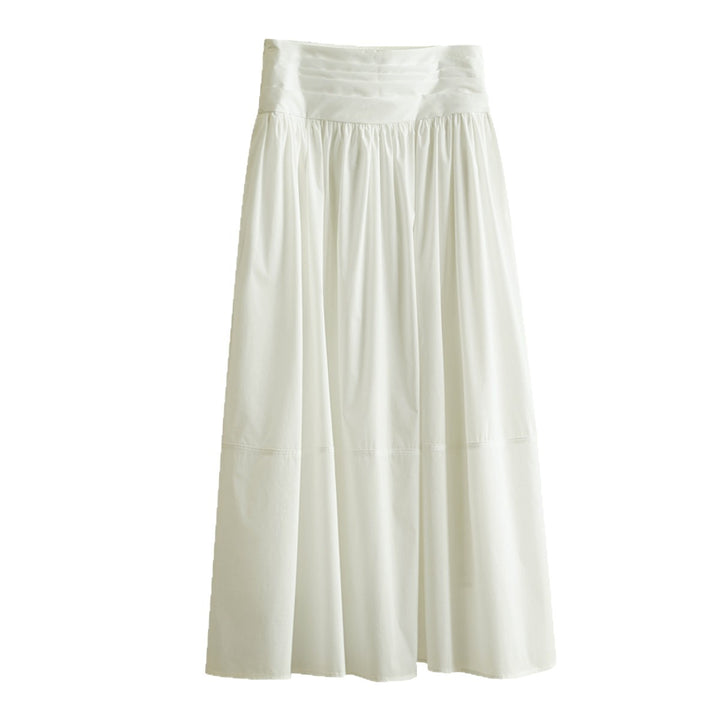 Women's Flowing Midi Skirt with Gathered Waist Mune Fashion
