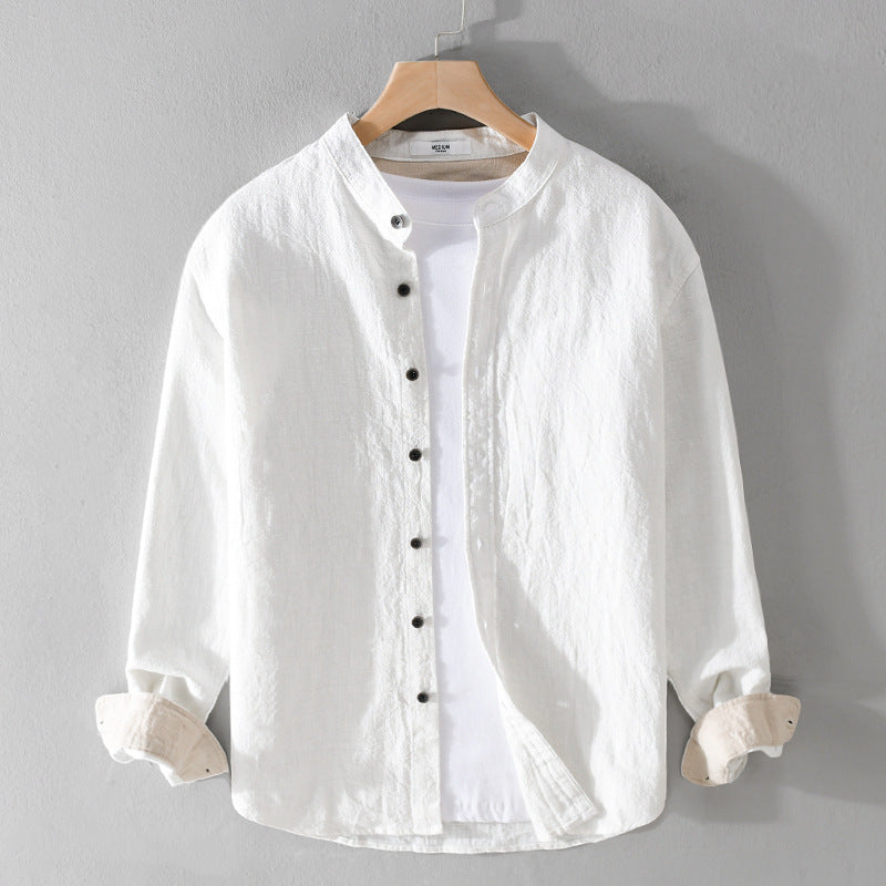 Men's Mandarin Shirt made of Linen-Cotton Blend, Relaxed Fit Mune Fashion