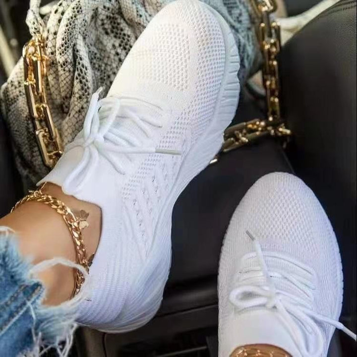 Women's Breathable Knit Sneakers with Elastic Shaft and Non-Slip Profile Sole Mune Fashion