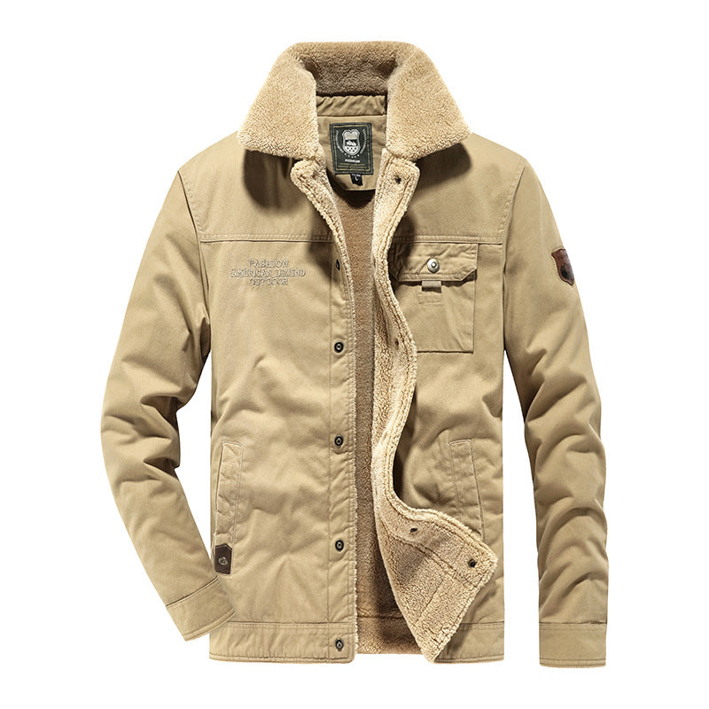 Men's Cotton Canvas Field Jacket with Teddy Lining and Utility Pockets Mune Fashion