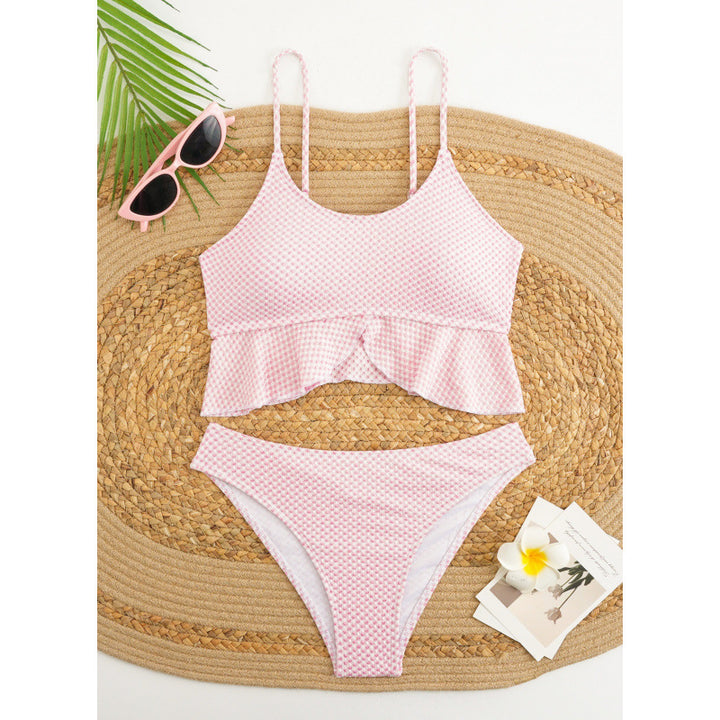 Women's versatile bikini with ruffles and check pattern Mune Fashion