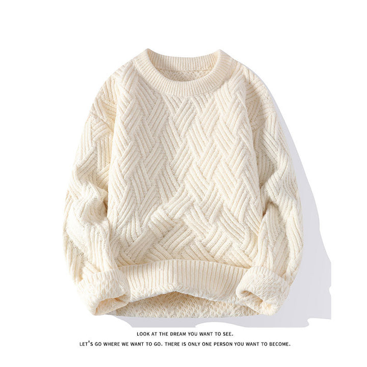 Women’s chunky knit oversized sweater with cable pattern and elastic ribbed hem Mune Fashion