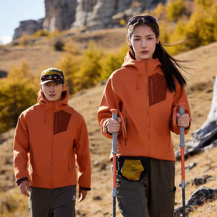 Unisex Softshell Outdoor Jacket with Hood, windproof and elastic Mune Fashion