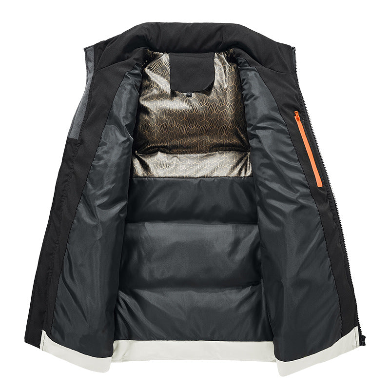 Men's quilted thermo padded vest with high stand-up collar, wind and water-repellent outer shell Mune Fashion