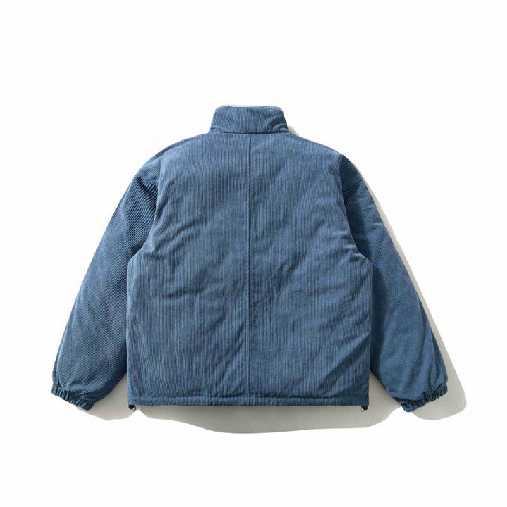 Men's Quilted Cord Jacket with Stand Collar, Snap Button Closure and Elastic Hem Mune Fashion