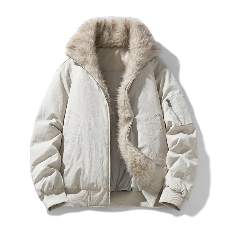 Men's nappa padded bomber jacket with synthetic fur collar and windproof insulation Mune Fashion