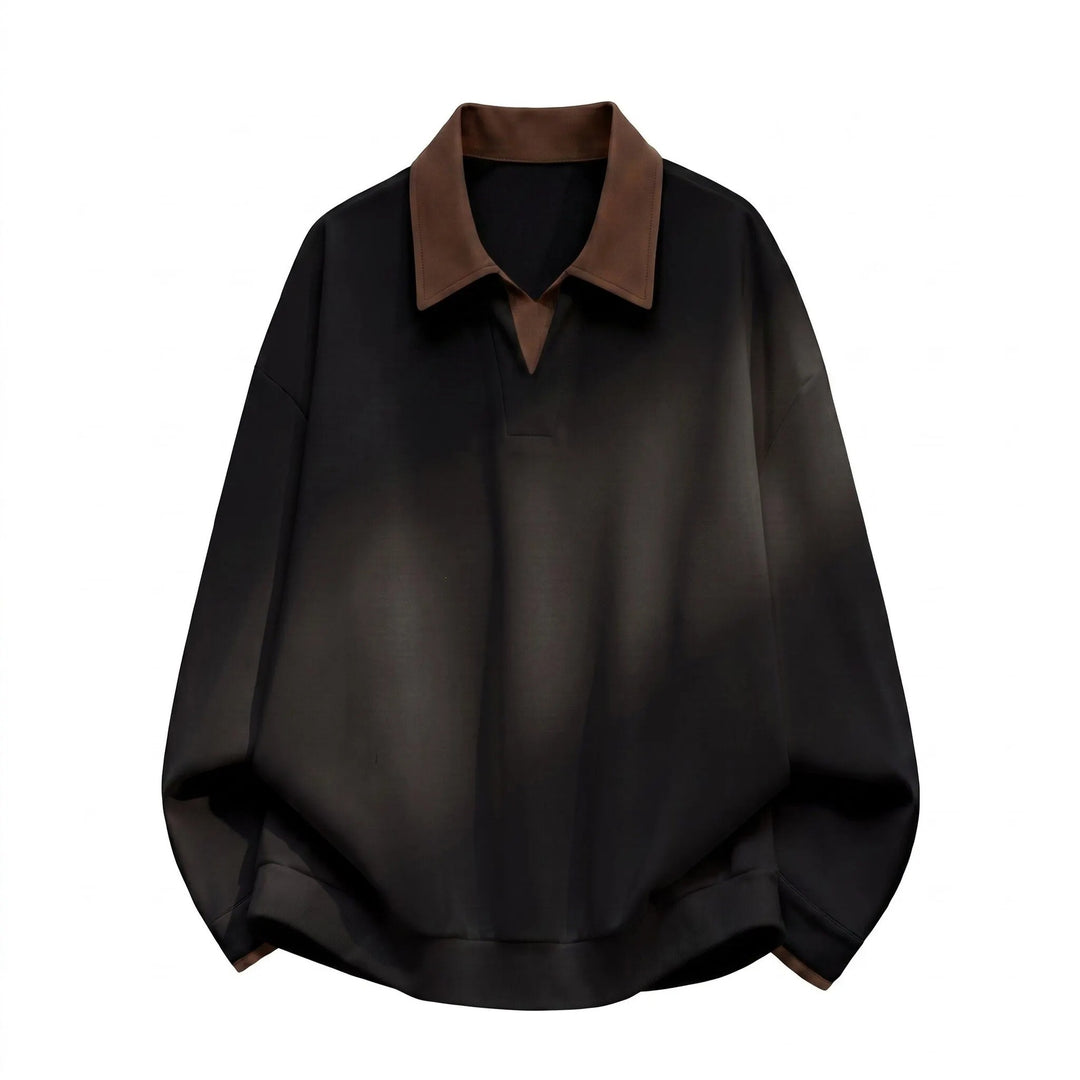 Women's Boxy Polo Sweatshirt with Contrasting Lace Collar Mune Fashion