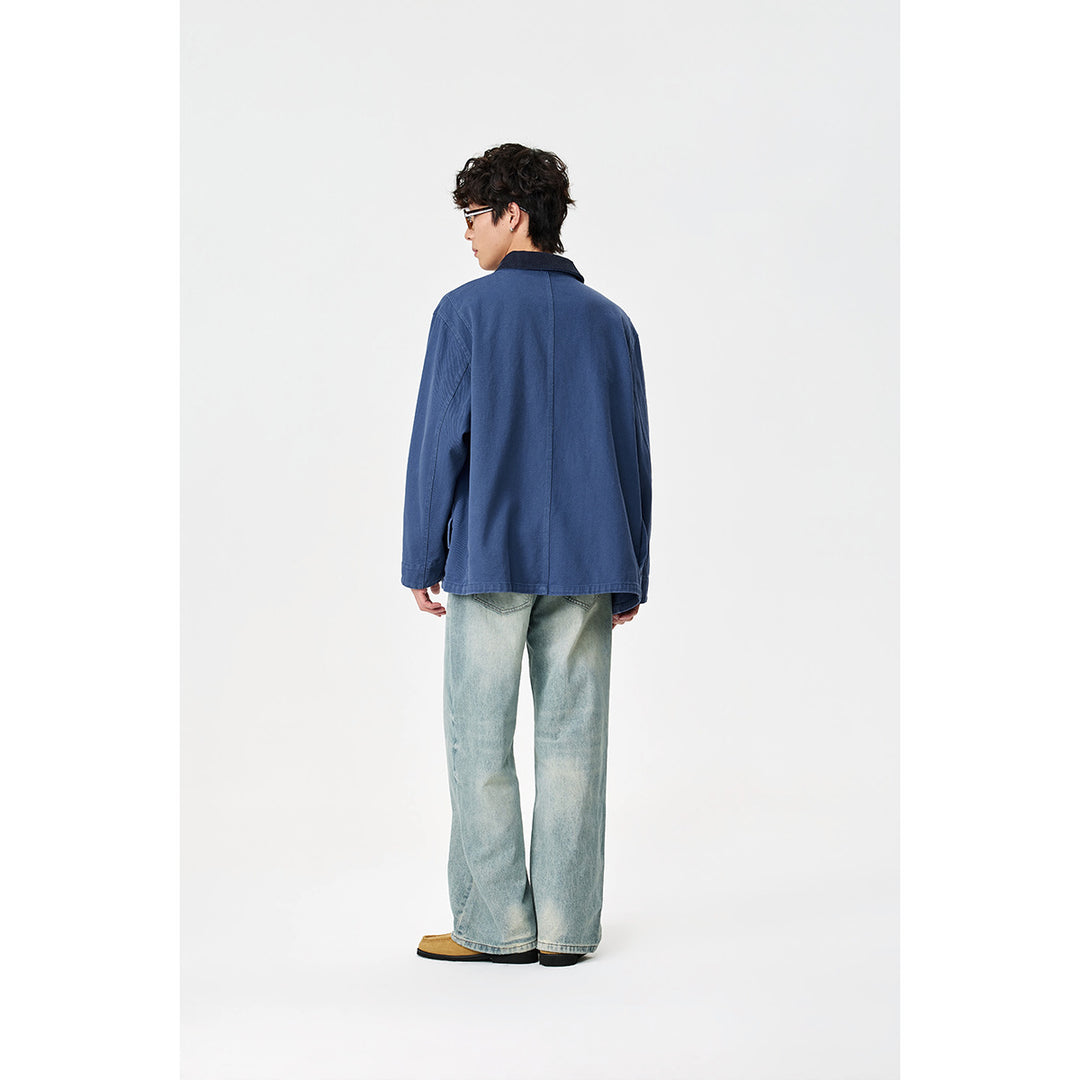 Unisex Tailored Canvas Chore Jacket with Cord Collar and Patch Pockets Mune Fashion