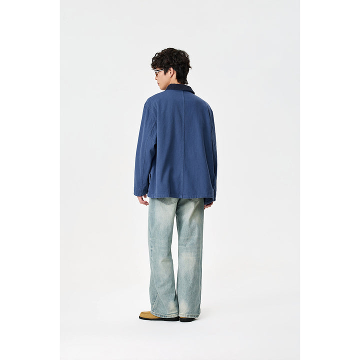 Unisex Tailored Canvas Chore Jacket with Cord Collar and Patch Pockets Mune Fashion