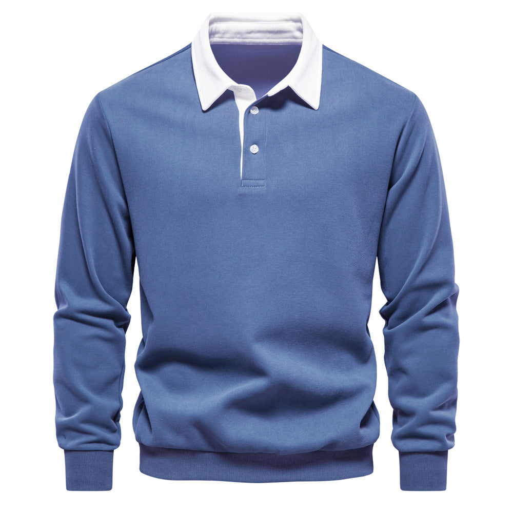 Men's elegant long sleeve polo shirt with contrast collar Mune Fashion