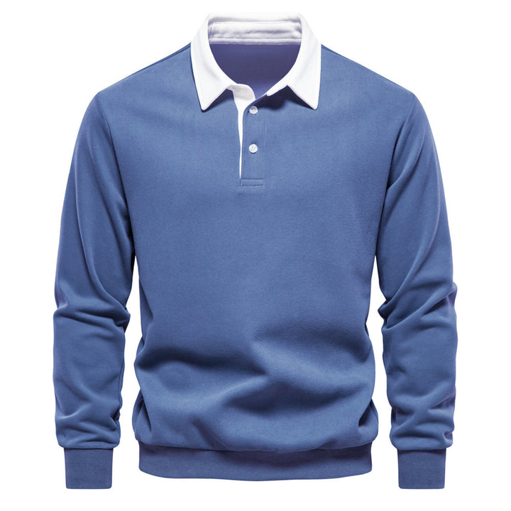 Men's elegant long sleeve polo shirt with contrast collar Mune Fashion