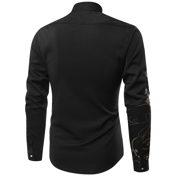 Men's Slim-Fit Shirt with Floral Allover Print, Long Sleeve and Stretch Cotton Blend Mune Fashion