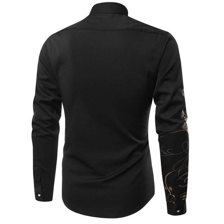 Men's Slim-Fit Shirt with Floral Allover Print, Long Sleeve and Stretch Cotton Blend Mune Fashion