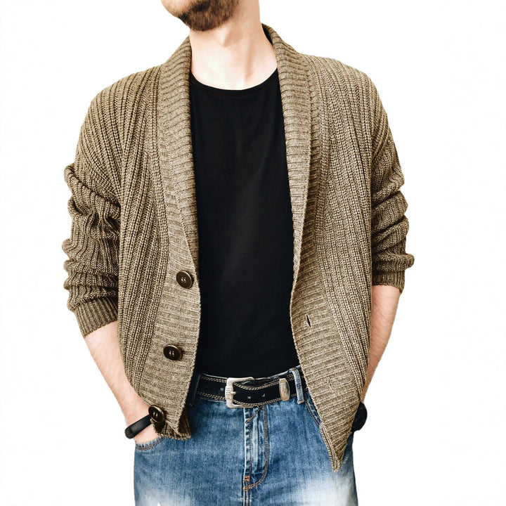 Men's knitted cardigan with shawl collar and button placket Mune Fashion