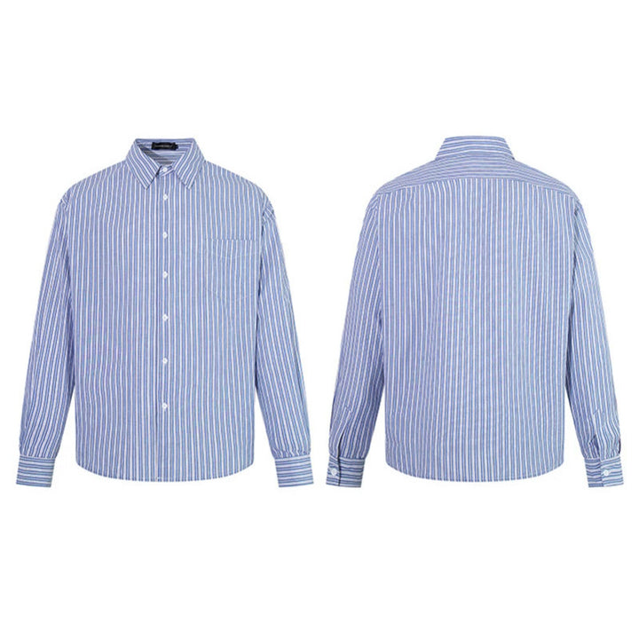 Men's Oversize Shirt made of cotton blend with fine stripes, Kent collar and chest pocket Mune Fashion