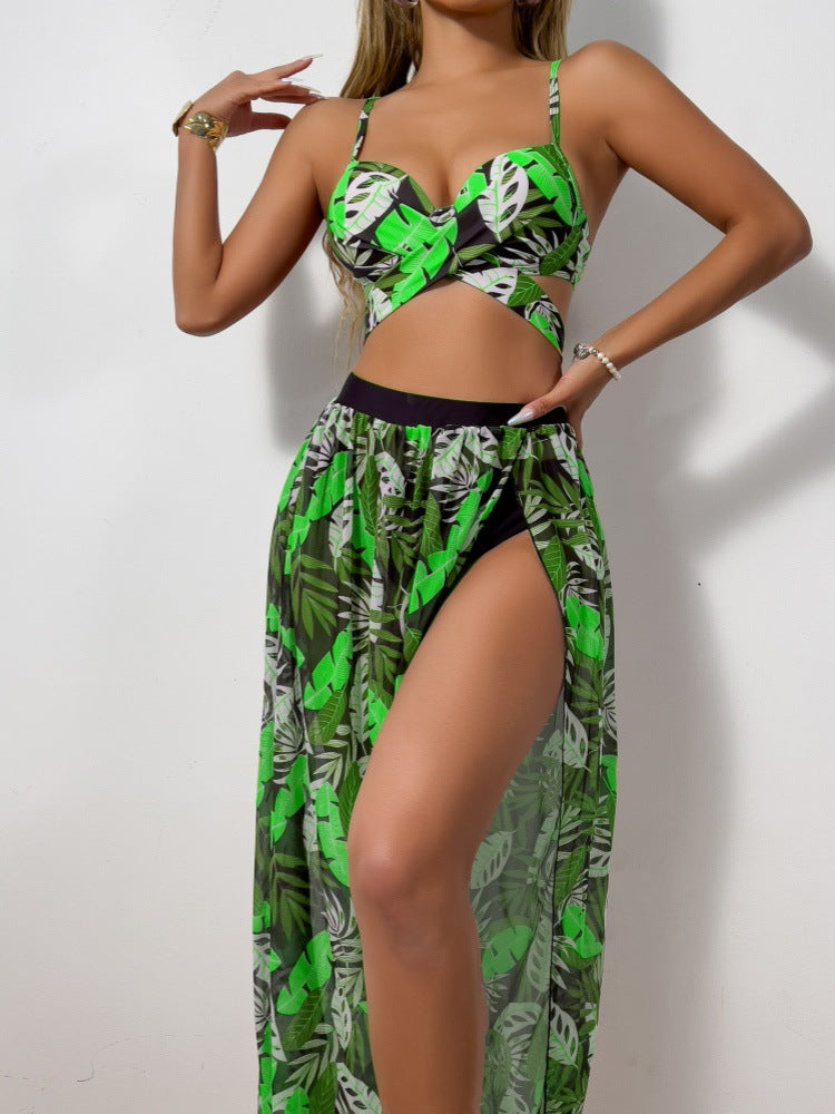 Women's Bikini Set with extravagant Cut-Out and floral Skirt Mune Fashion
