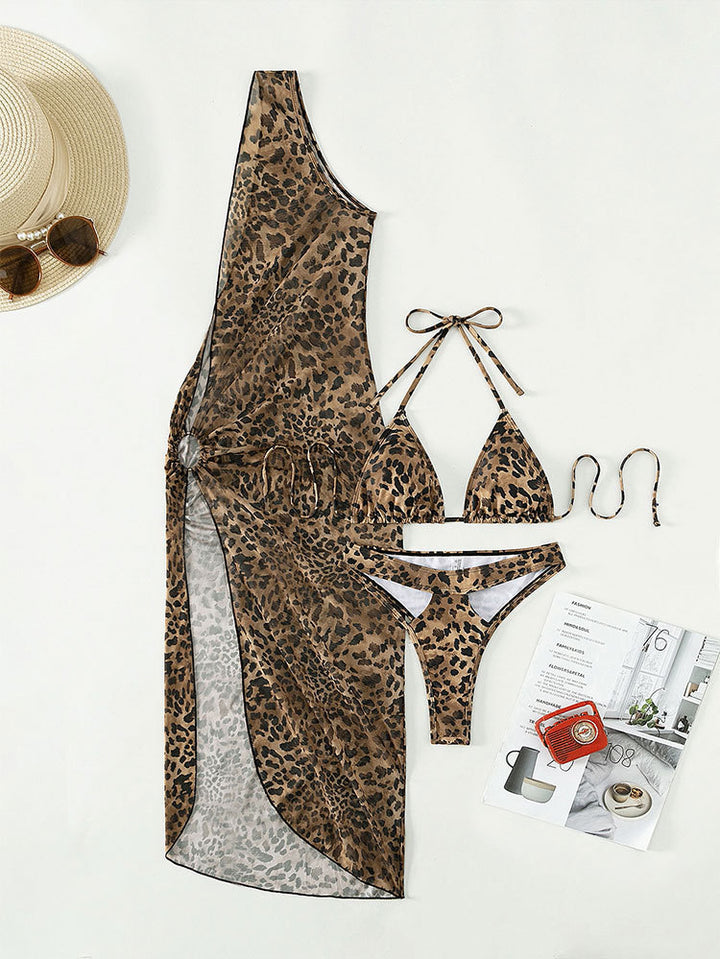 Women's Triangle Bikini with Transparent Beach Cover-Up Mune Fashion