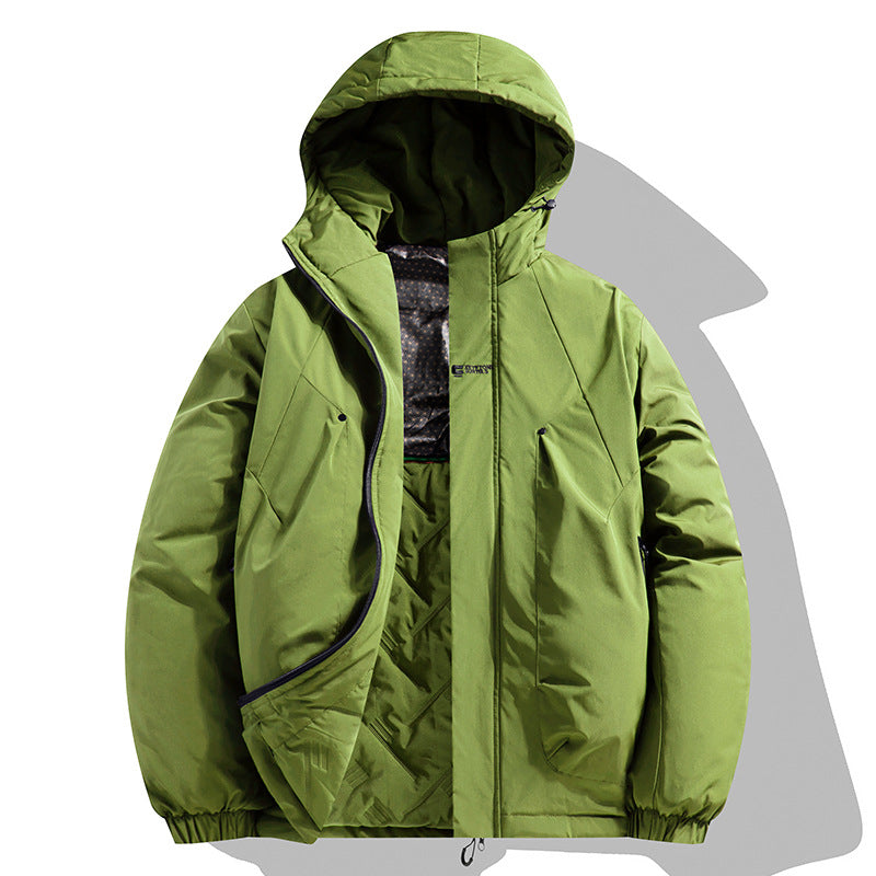 Men's Insulated Padded Hooded Jacket with Thermal Insulation, Two-Way Zipper & Drawstring Hem Mune Fashion