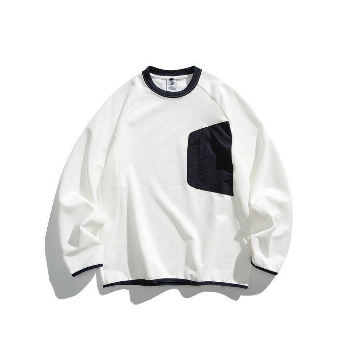 Unisex Boxy Sweatshirt with technical ribbed structure, applied zippered chest pocket and ribbed hem Mune Fashion