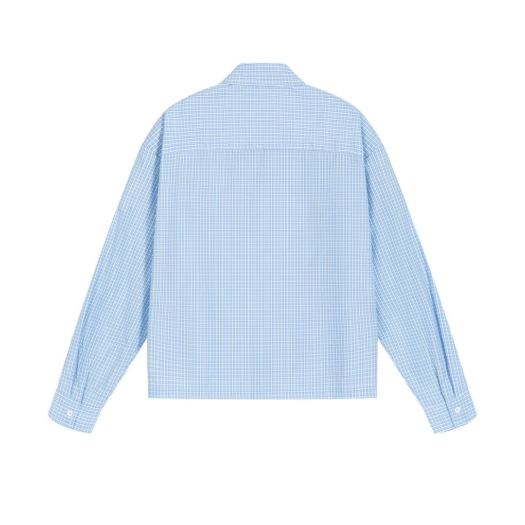 Men's Oversize Check Shirt with Chest Pocket and Fine Grid Pattern Mune Fashion