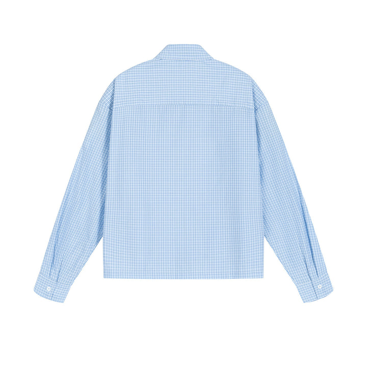 Men's Oversize Check Shirt with Chest Pocket and Fine Grid Pattern Mune Fashion