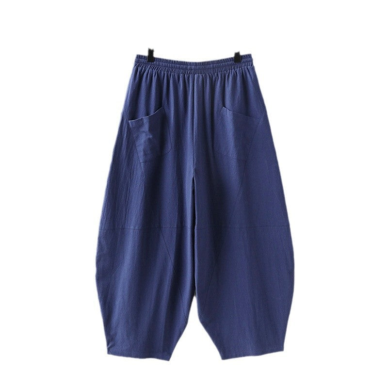 Women Lightweight Harem Pants with Wide Leg and Elastic Waist Mune Fashion