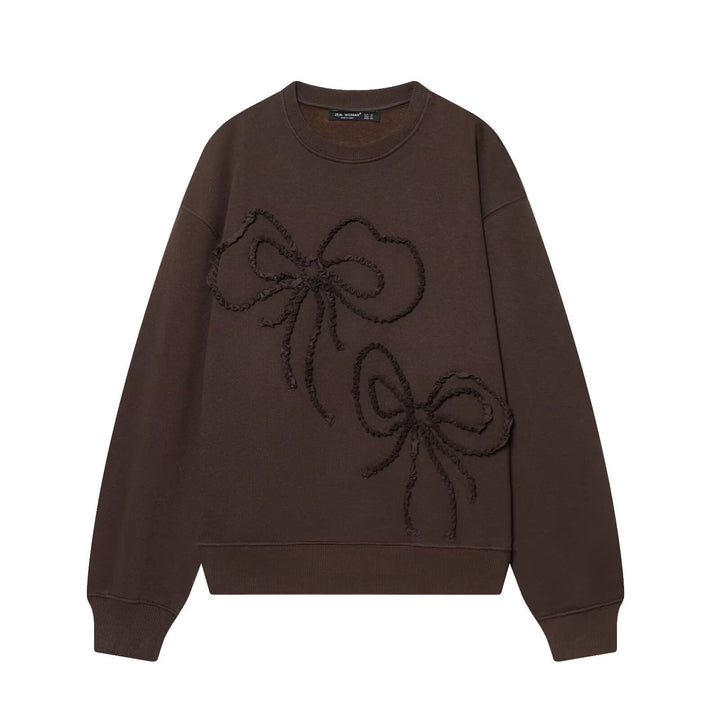 Women Cropped Boxy Sweatshirt with 3D Bow Application Mune Fashion