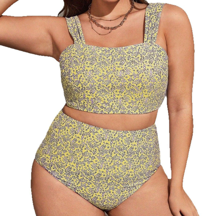 Women's High-Waisted Bikini Set with Floral Design and Wide Straps Mune Fashion