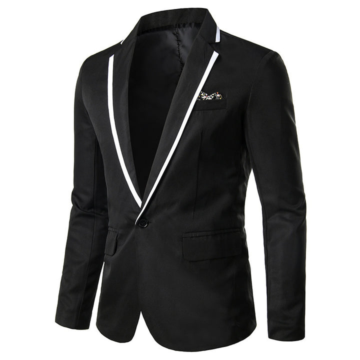 Men's tailored single-breasted blazer with contrasting edge trim Mune Fashion