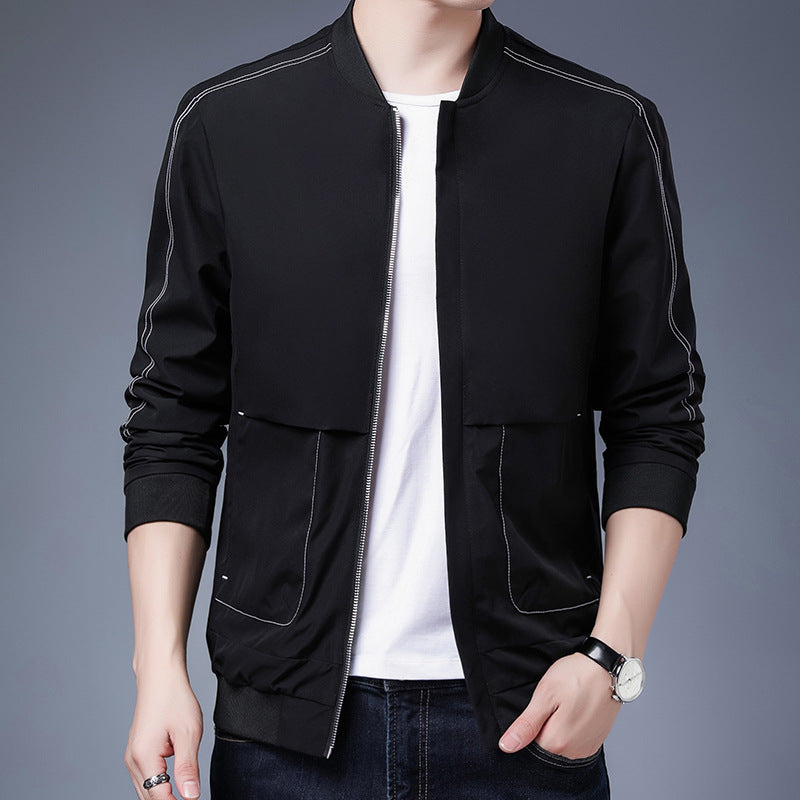 Men's lightweight bomber jacket with contrast seams, zipper and ribbed cuffs Mune Fashion