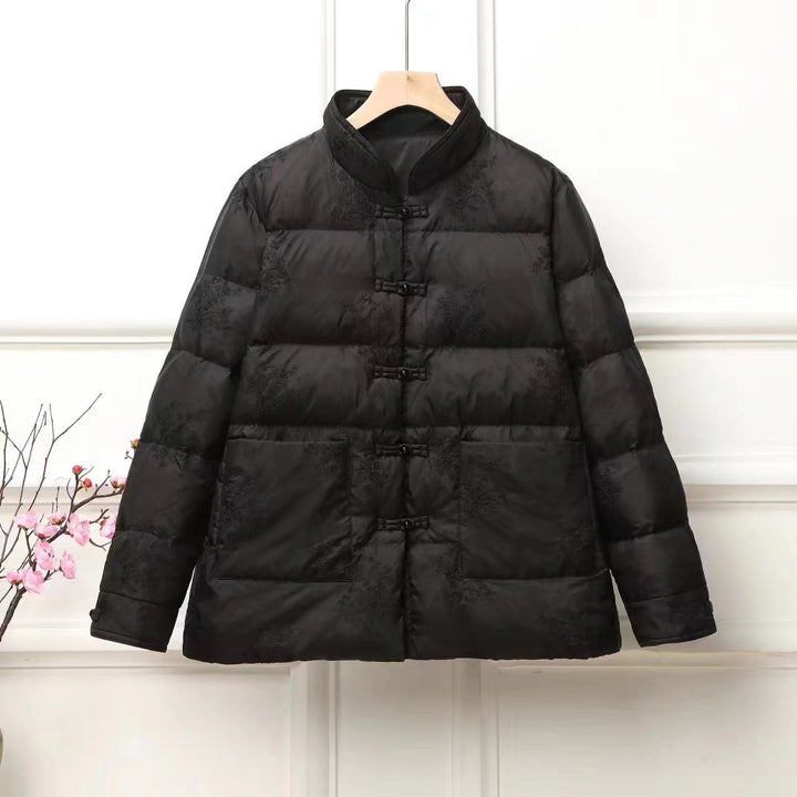 Women's padded quilted jacket with stand-up collar and traditional button placket Mune Fashion