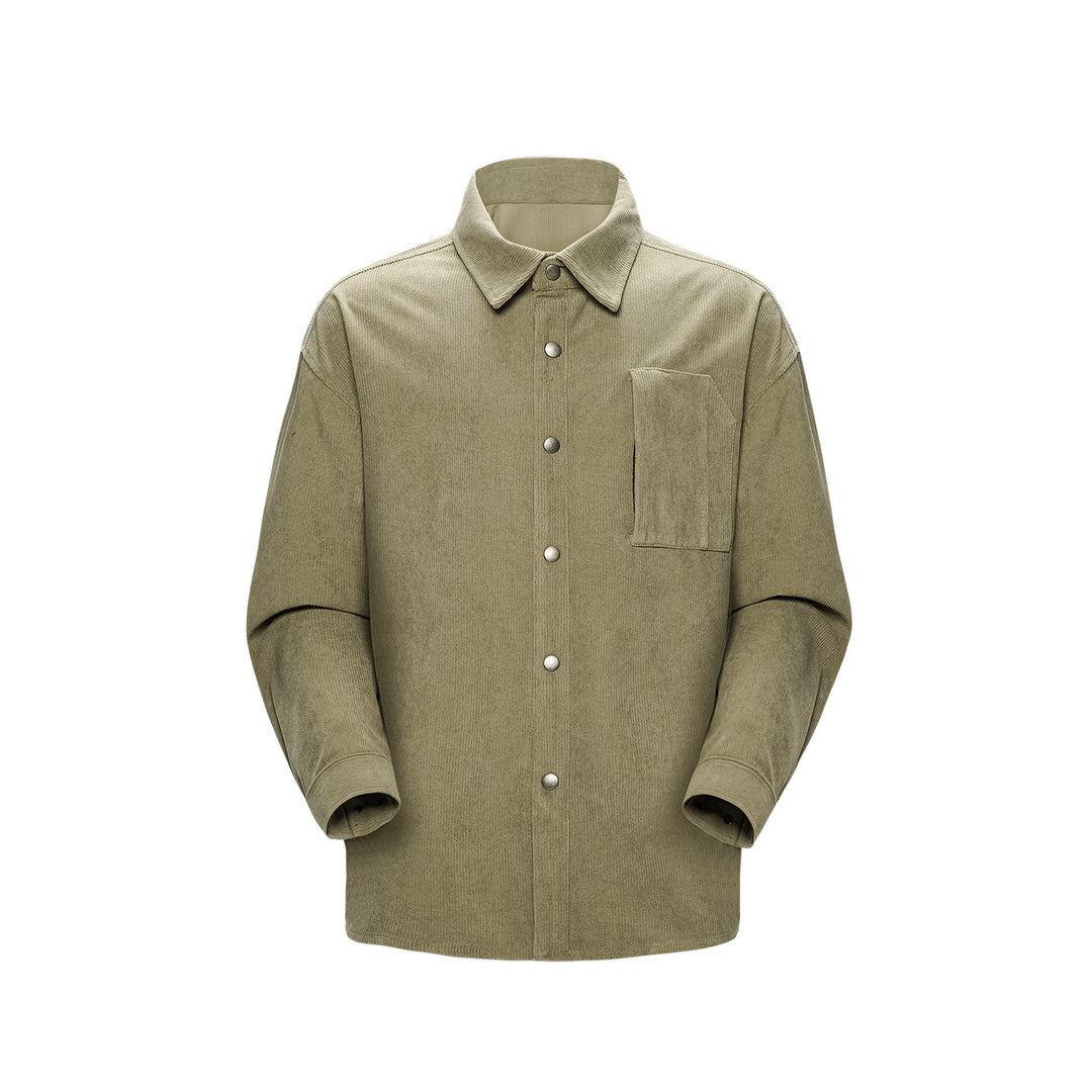 Men's Oversized Corduroy Shirt Jacket with Snap Buttons and Chest Pocket Mune Fashion