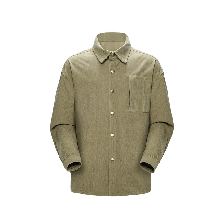 Men's Oversized Corduroy Shirt Jacket with Snap Buttons and Chest Pocket Mune Fashion