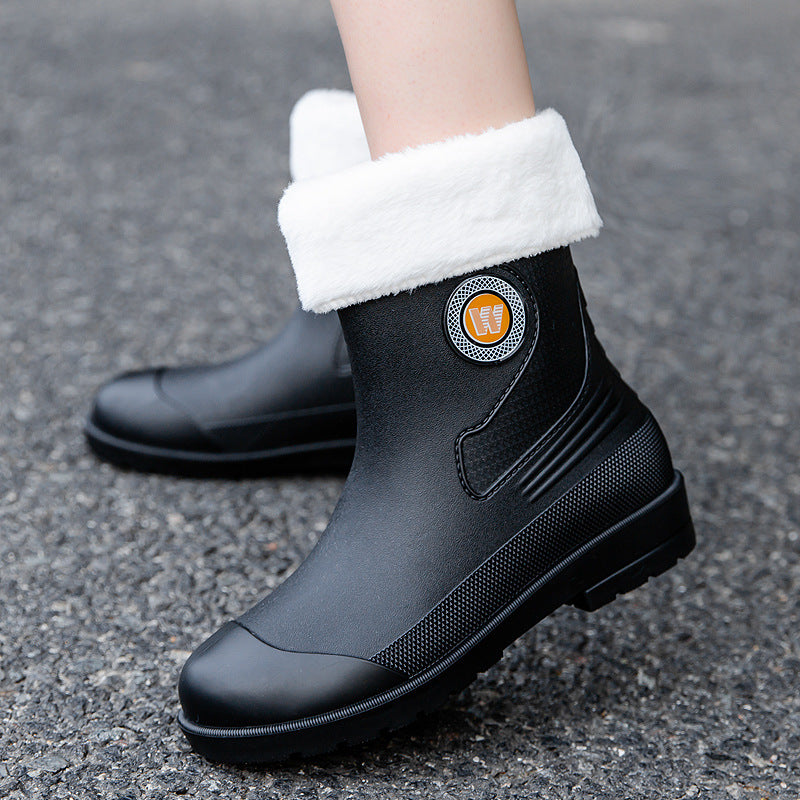 Men's Robust Short Rain Ankle Boots made of Solid Rubber with Reinforced Toe Cap Fashion
