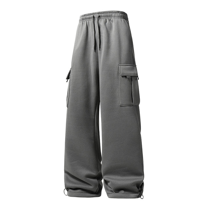 Men's Wide Cargo Jogging Pants with Thermofleece, Drawstring Waistband & Adjustable Leg Openings Mune Fashion
